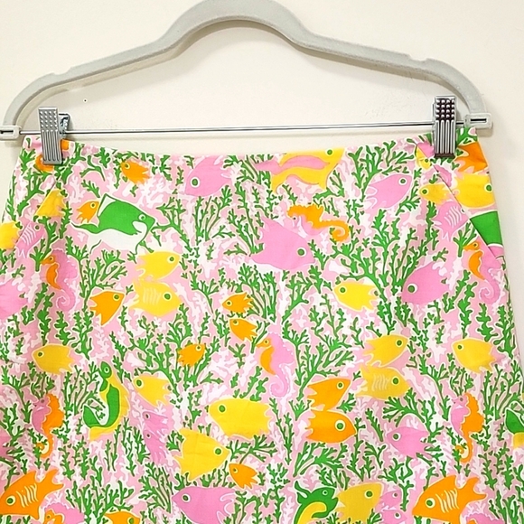 Lilly Pulitzer Womens Coastal Corral Fish and sea Horse Print Skirt Size 6 - Picture 3 of 16